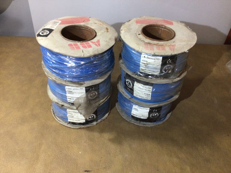 Six 100 m rolls of ABB 2.5 Single PVC 5491X 450-750 volt cable