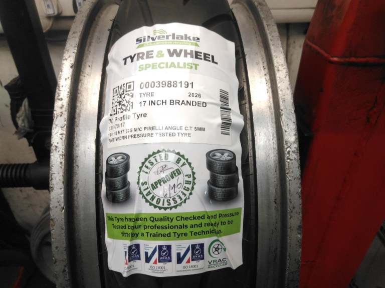 130 70 R17 62s M/C Pirelli Angle C.T 5mm Partworn Pressure Tested Tyre
