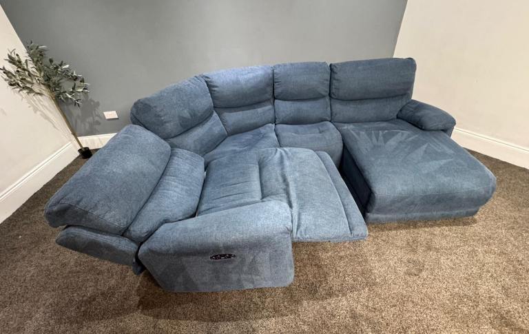 SCS Blue Demin Power Recliner & Chaise  With Adjustable Headrest  £495 Free Local Delivery