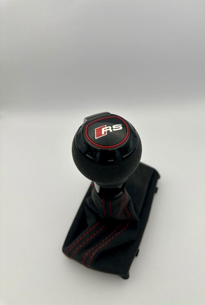 New Audi RS3 8P DSG Gear-knob Charcoal Grey Alcantara Red Stitch Black Edition