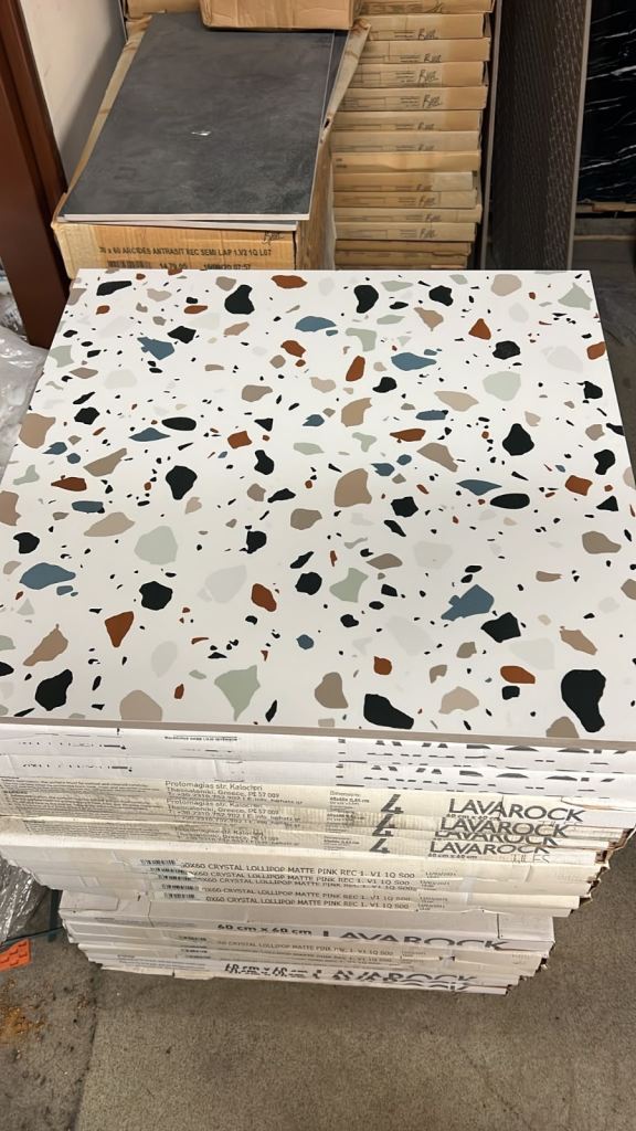 New Lavarock Terrazzo Style Ceramic Tiles Trendy Terrazzo Effect Matte Porcelain Tiles 600x600mm