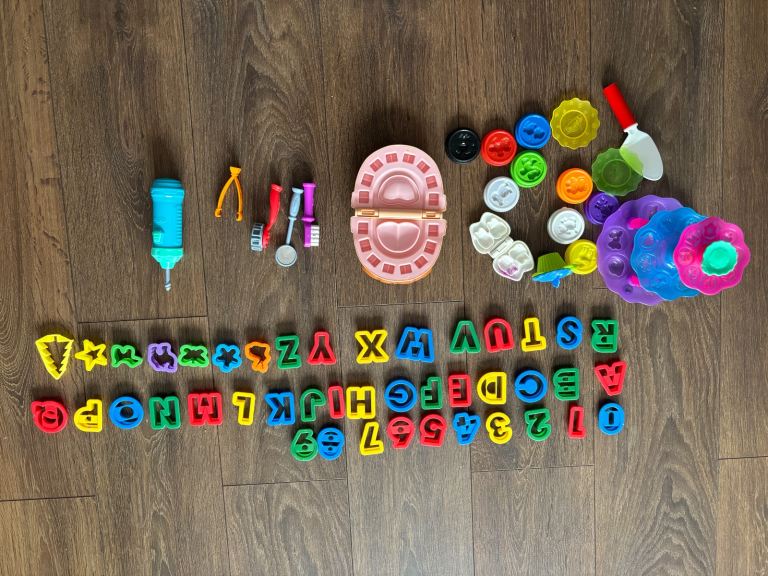Play-doh cupcake shapes, dentist, numbers and alphabet 