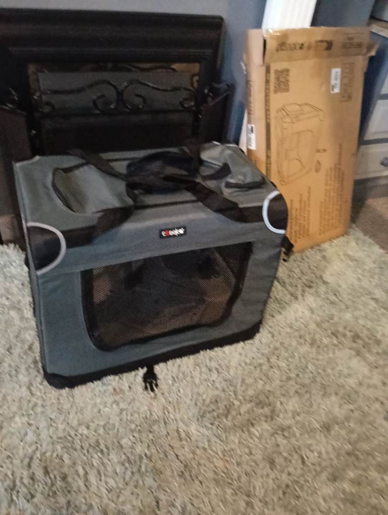 New dark grey medium fabric pet crate