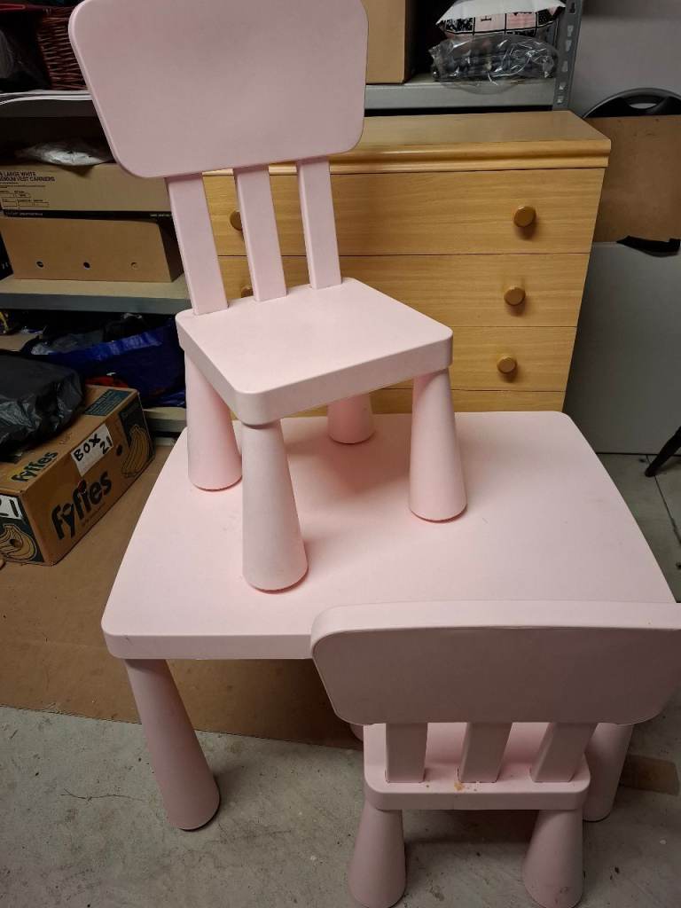 Ikea Childrens Table and two chairs pink