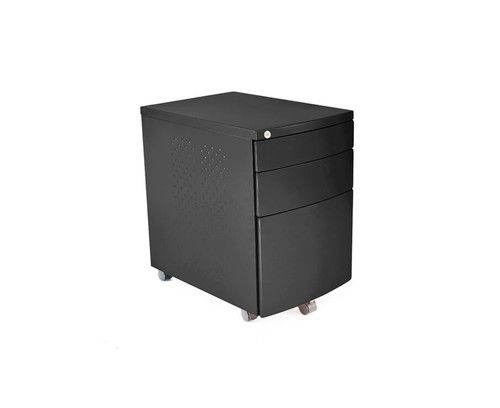 3-Drawers Black Metal Mobile Pedestal Filing Cabinet  - 390 x 565 x 600mm