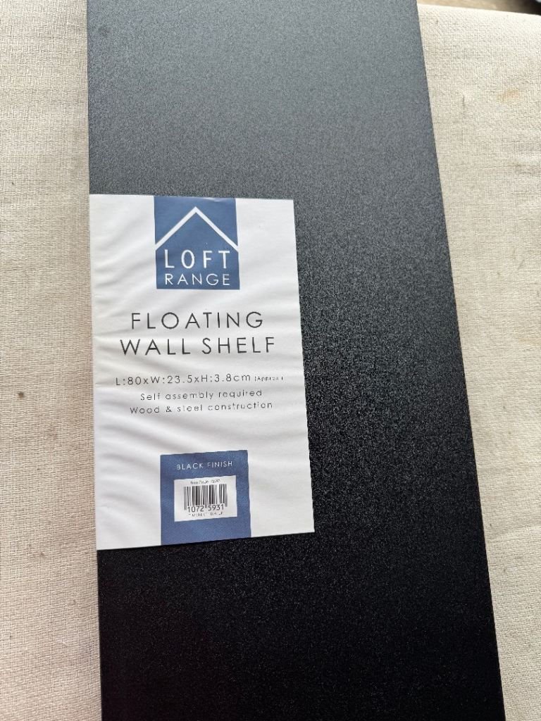 Floating Wall Self L: 80 x W: 23.5 x H: 3.8 cm { approx } £ 10, Black Finish.