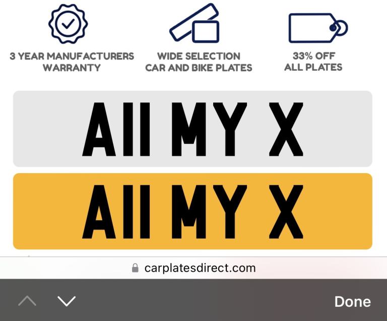 Cherished Private Number Plate A11 MY X