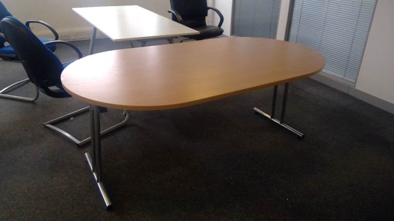 Ovel wood look office board table approx.. 170 cm by 60 cm