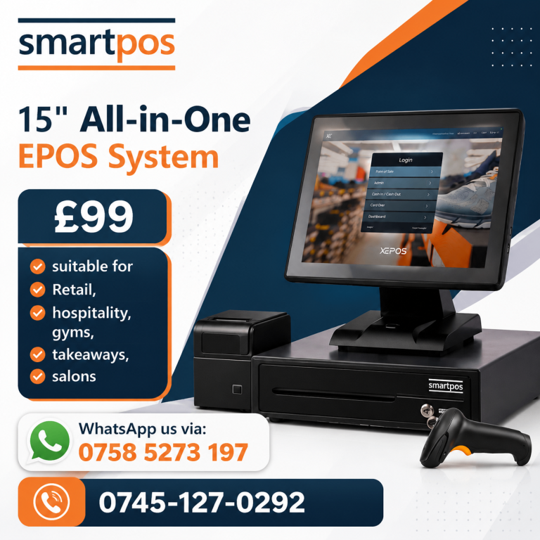 15” NEW EPOS System Retail Hospitality Salon Takeaway Restaurant With Software