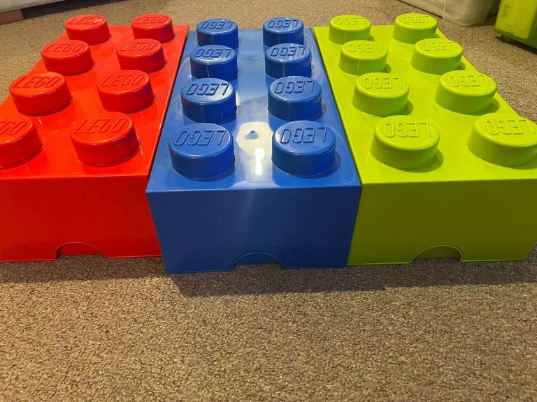3 LEGO stackable, 8 stud storage boxes - £25 each