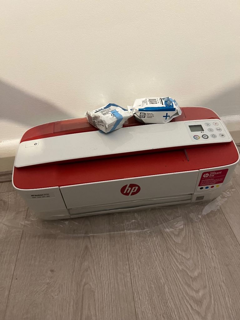 HP DeskJet 3760 Printer - Red and White, Good Condition