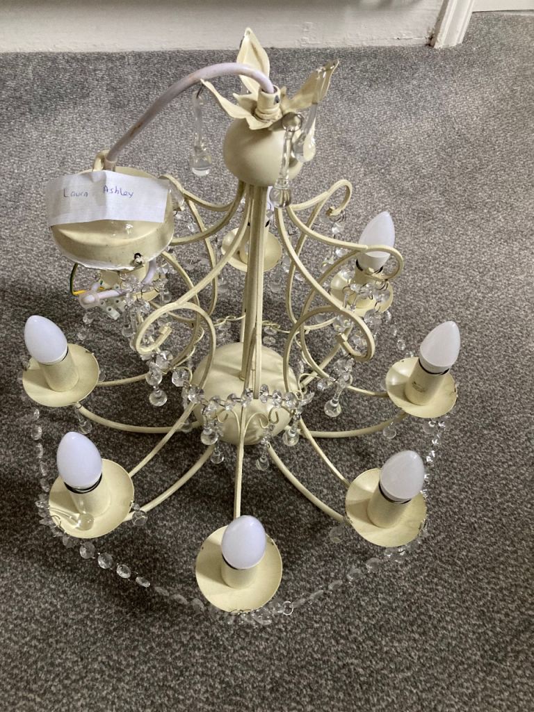 Laura Ashley Cream Chandelier with Cystals