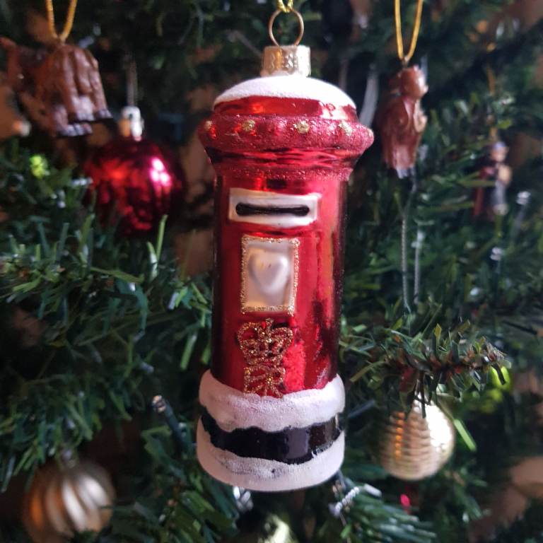 Red Post Box Glass Christmas Tree Decoration NWT