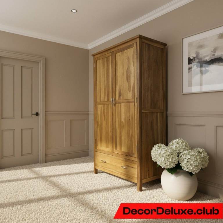 image for Rustic Barker & Stonehouse Solid Oak Double Wardrobe - COLLECTION ONLY 006A