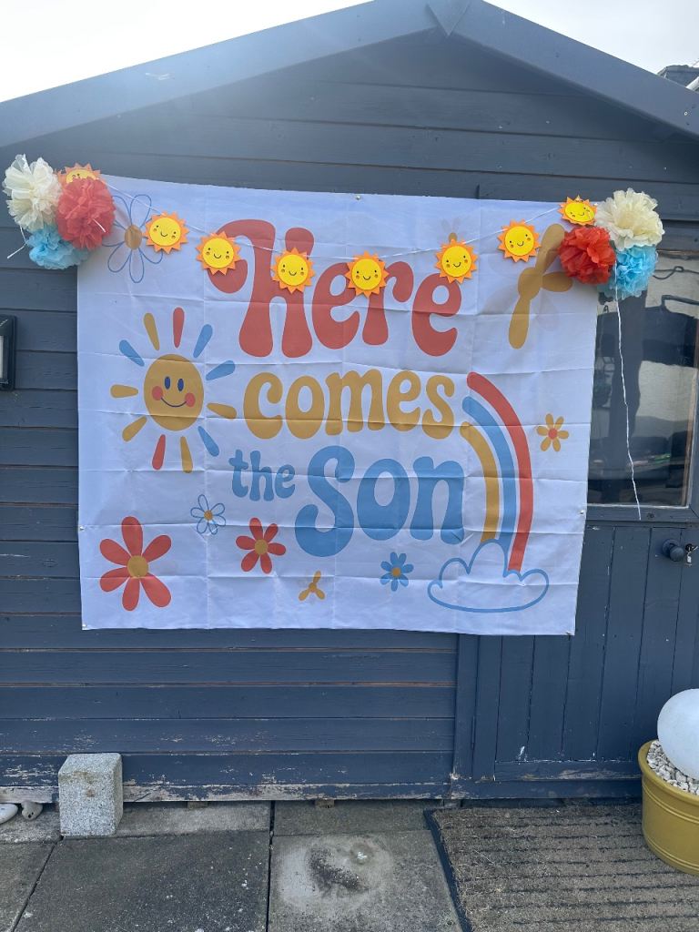 ‘here comes the son’ baby shower party decor 