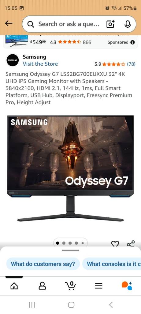 Samsung Odyssey G7 Gaming Monitor. 