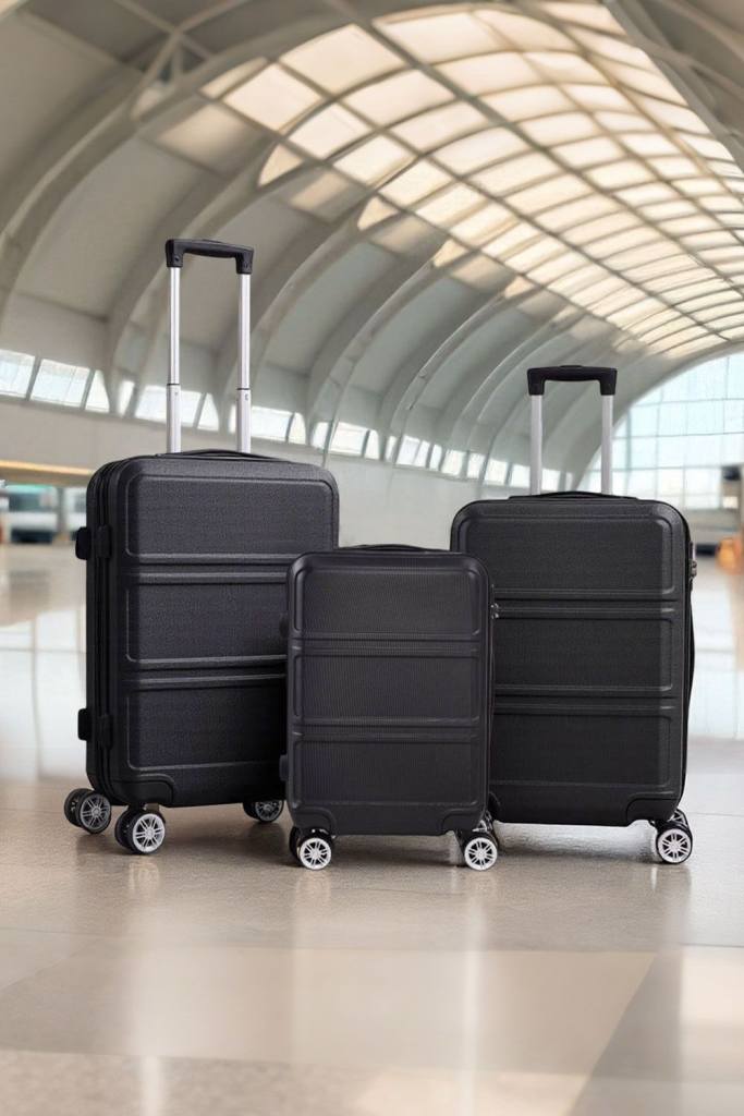 Suitcase Set of 3 ABS Cabin Hard Shell Luggage Travel Trolley 4Wheel Lightweight
