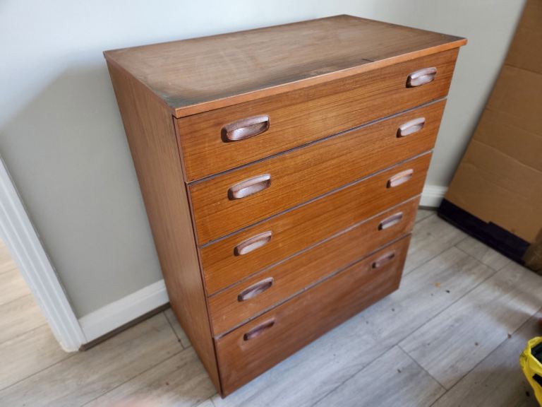 NOW GONE Vintage Schreiber teak chest of drawers 