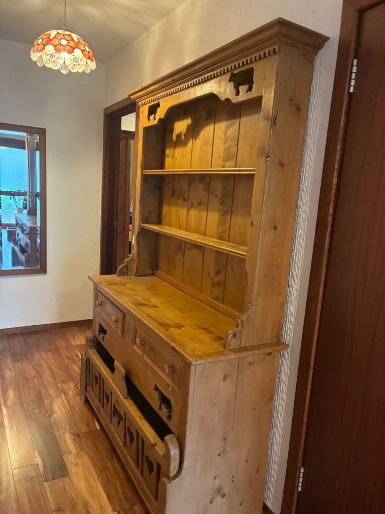 Solid Pine Kitchen Dresser with Plate Rack and Storage
