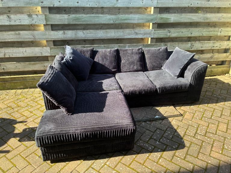 Black Cord L-Shape Sofa. DELIVERY AVAILABLE 