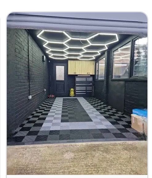 🧱 VentLock Vented Garage Floor Tiles – Grey & Black- 53 remaining tiles