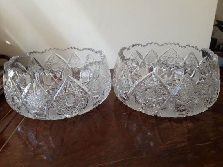 Vintage BOHEMIAN CRYSTAL Serving bowls, high-quality, 2 pieces