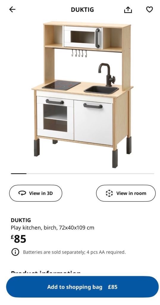 image for IKEA duktig play kitchen roleplay games immaculate plus extras