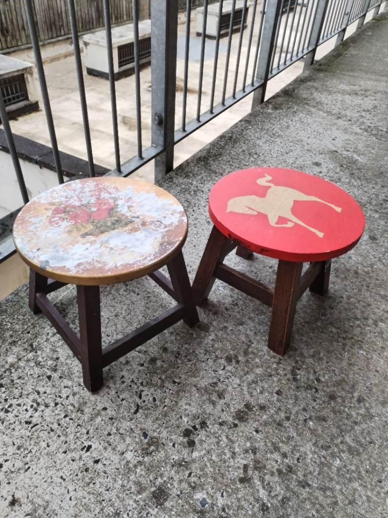 Pair of Small Wooden Stools