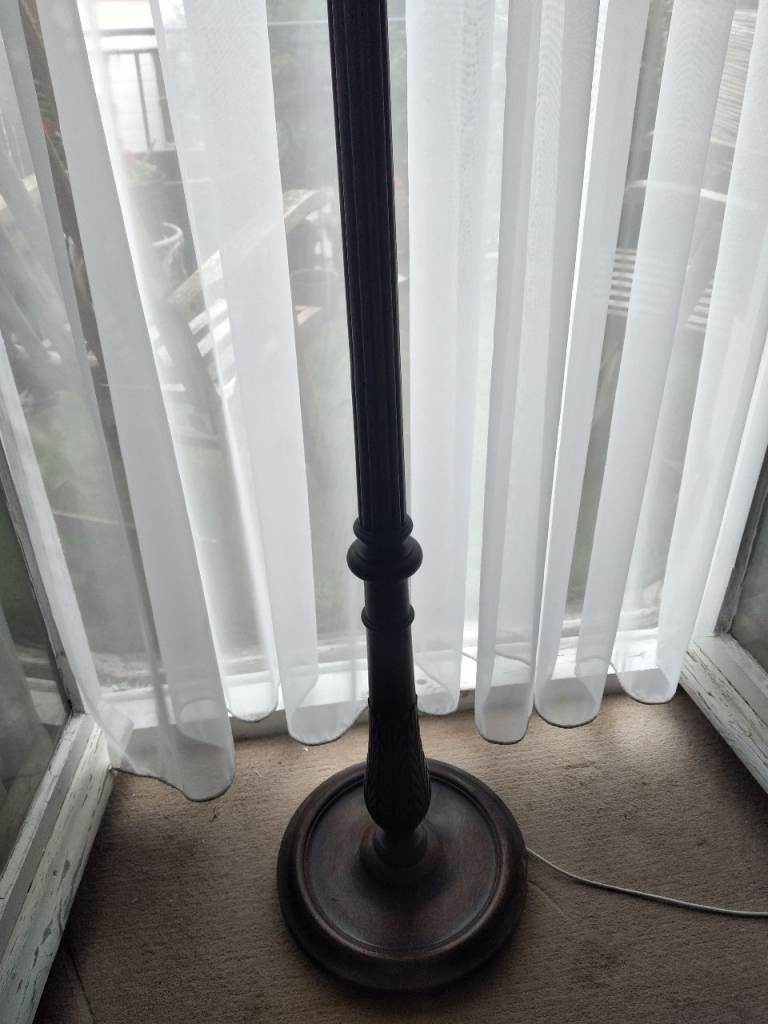 Wooden Floor Lamp – Dark Brown, Good Condition