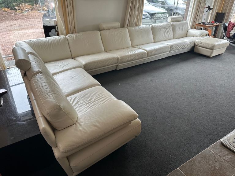 Natuzzi corner sofa 8 seater Italian leather 