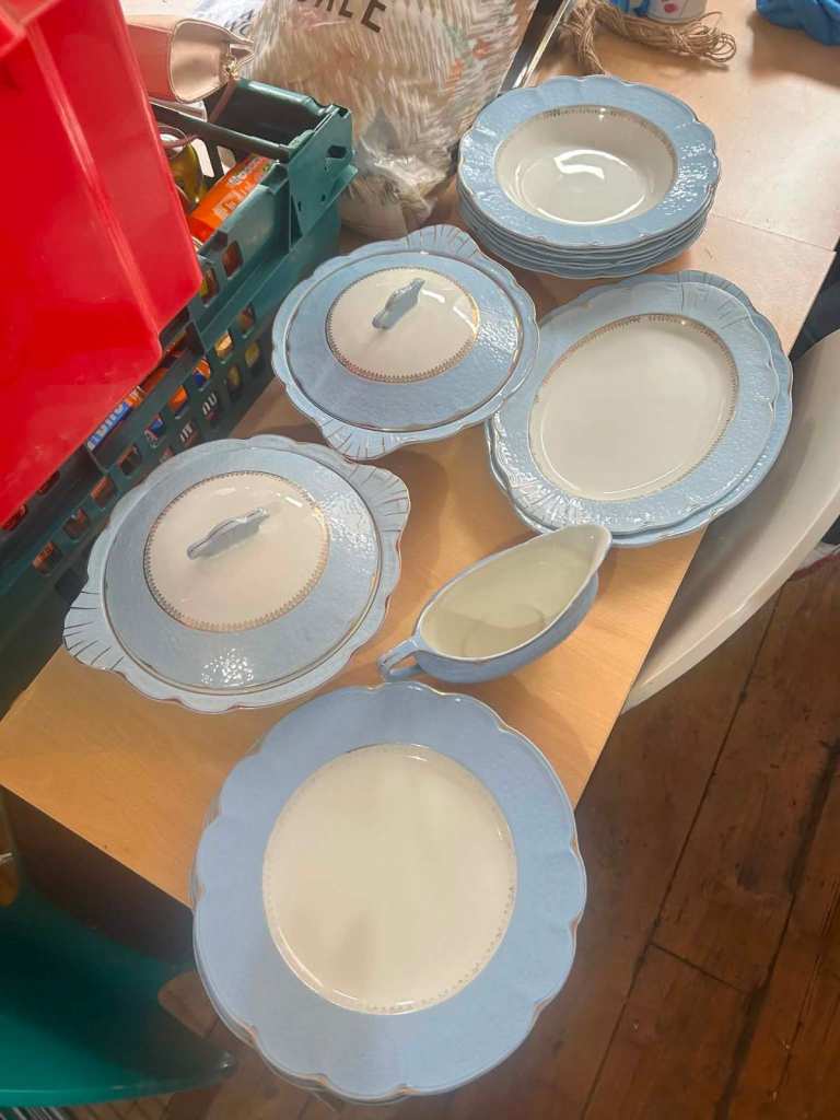 J&G Meakin Vintage Baby Blue Crockery Set from 1950s