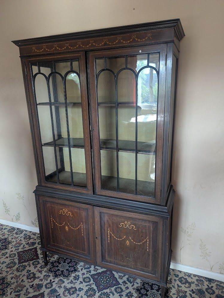Edwardian Inlaid Mahogany Glazed Display Cabinet