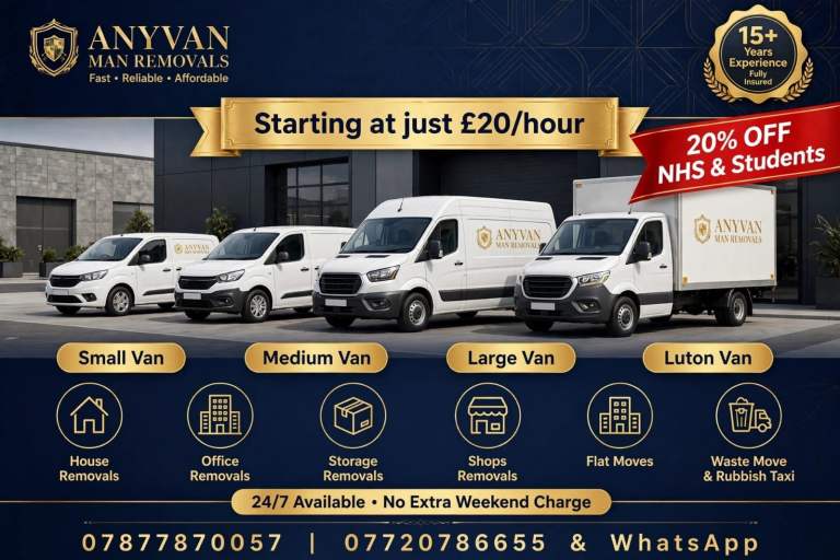 MAN AND VAN / REMOVALS - House Moves, Man with Van, Van Hire - From £20 P/H