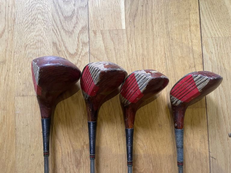 Vintage Slazenger Prestige laminated wooden golf woods