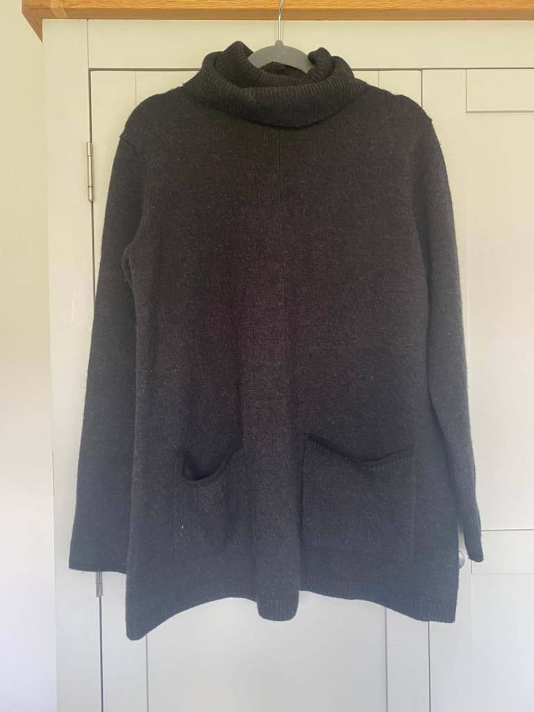The White Company Grey Merino Wool Roll Neck Jumper, Size 6