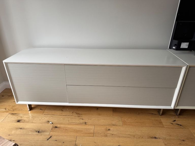 PRICE REDUCTION 2 x Modern John Lewis White and Grey Console Table / Sideboard - Fair Condition