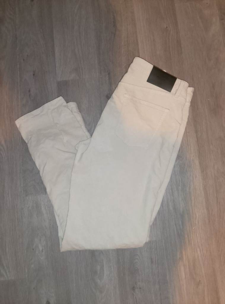 Massimo Dutti Men's Cream Cotton Trousers - Good Condition