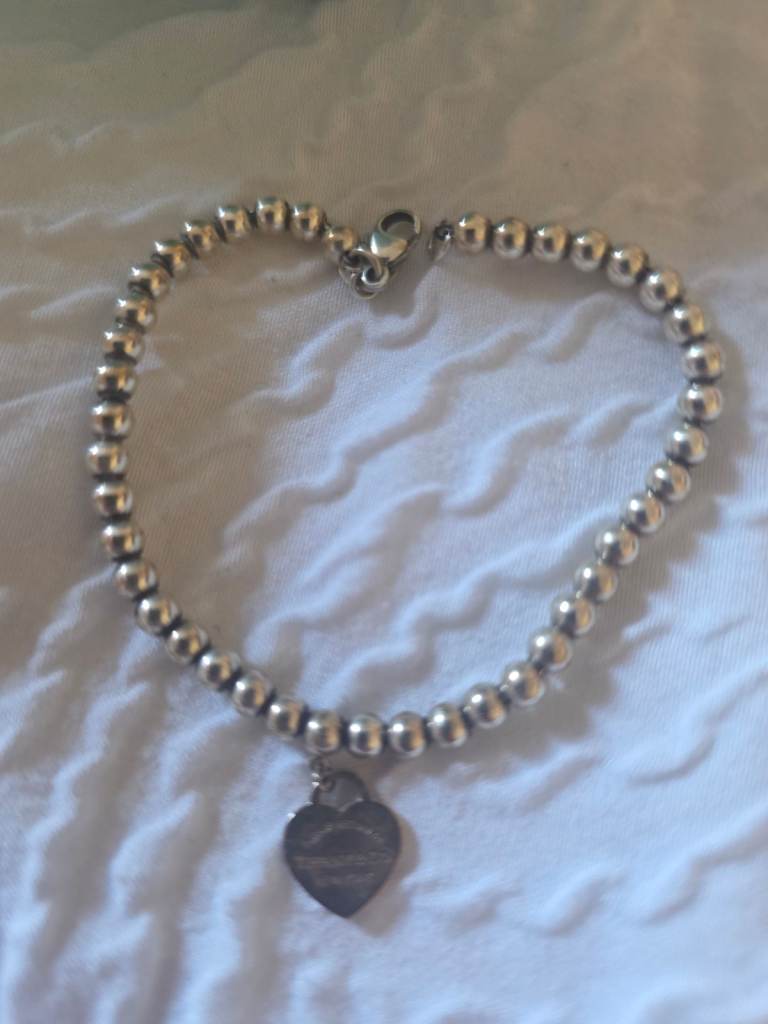 Tiffany & Co. Silver Bead Bracelet with Heart Charm