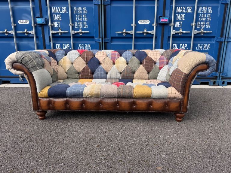 Oswald & Pablo Cotswold Patchwork Chesterfield Sofa possible delivery, very good condition
