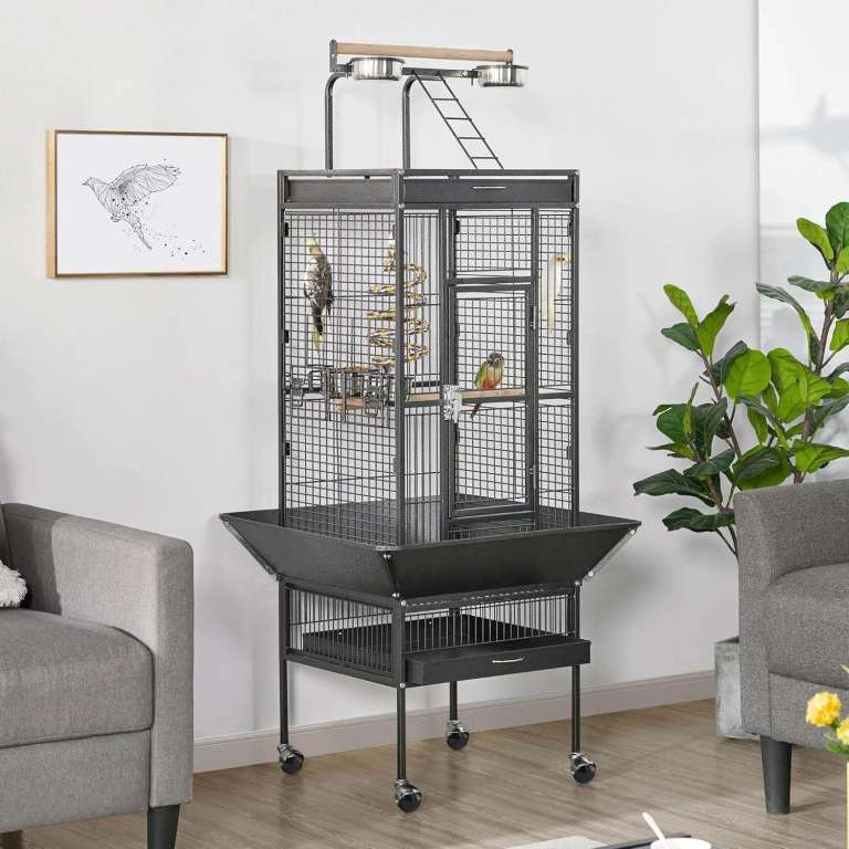 AS NEW  Parrot Cage  Large Bird Cage with Open Top/Stand/Rolling Wheels       