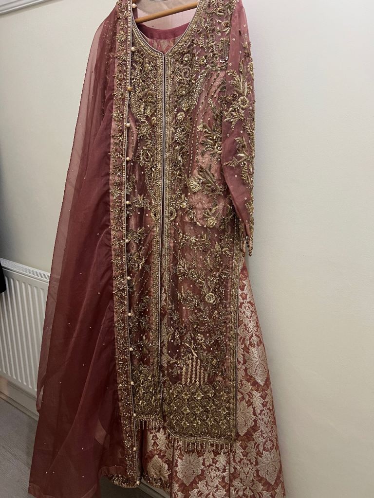 Asian bridal heavy party wear gown jacket style 