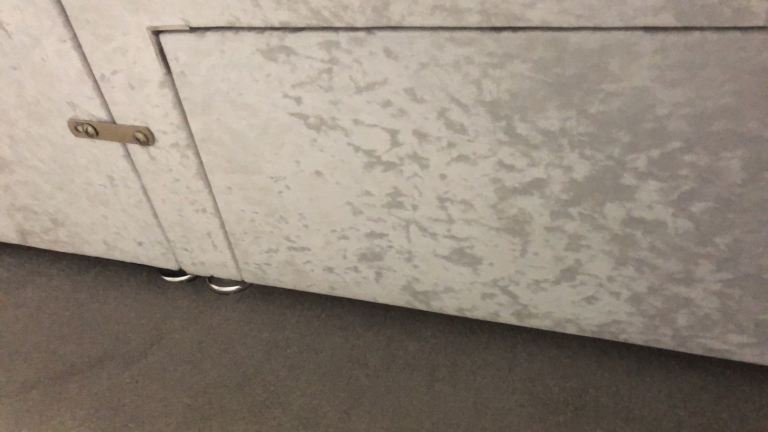 Beautiful bed base with Navy velvet head board 