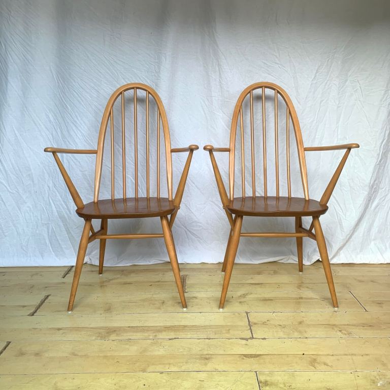 Pair of Ercol 365a Quaker dining armchair vintage mid century 