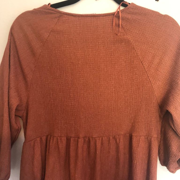 Lovely Brown Short Dress with 3/4 Sleeves – Good Condition
