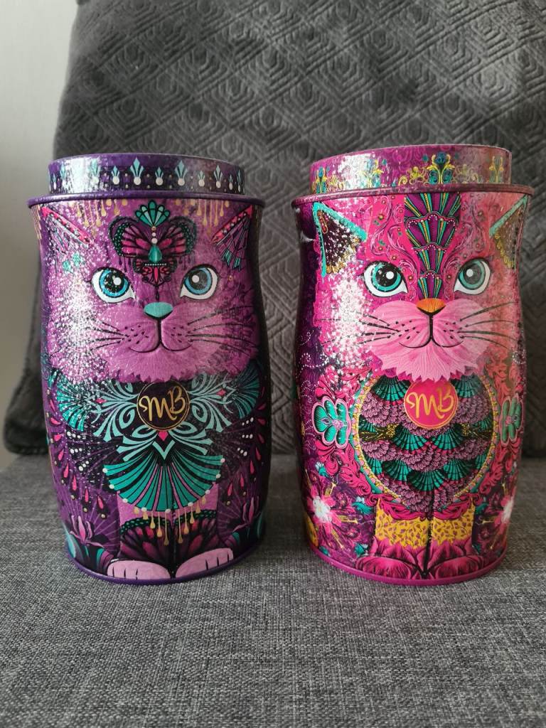 Monty Bojangles tins, Violet Rebel" and "Persian Pink" 