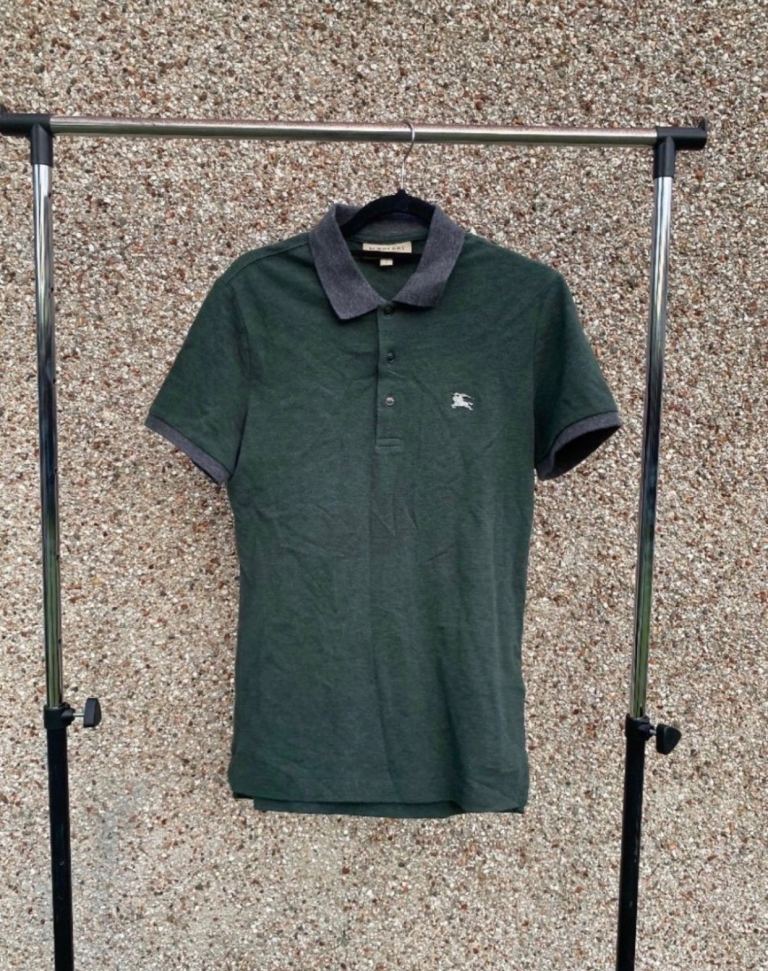 Burberry Men's Polo Shirt - Dark Green, Size S