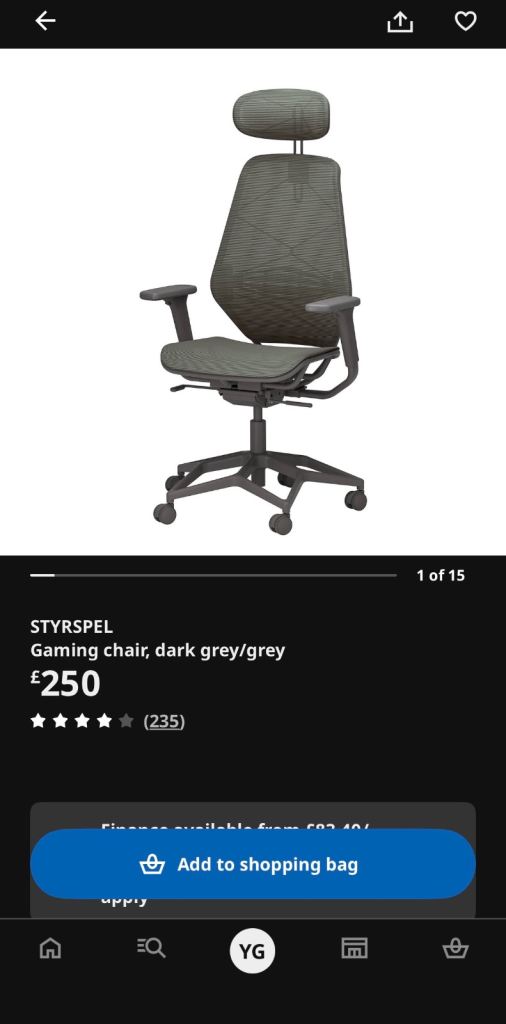 STYRSPEL Gaming Chair Dark Grey/Grey – New