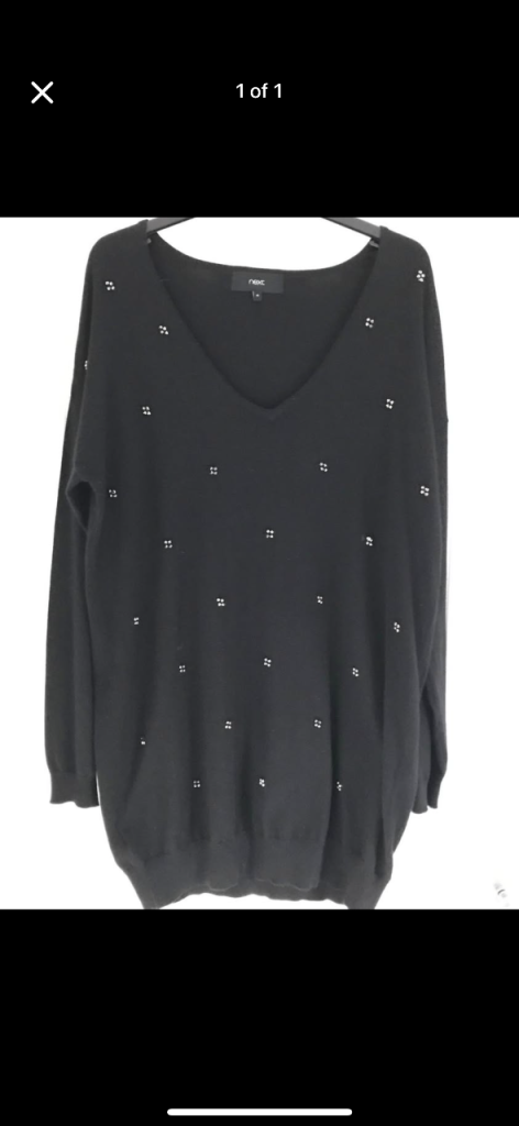 Smart black longer-length V-neck jumper (Next)