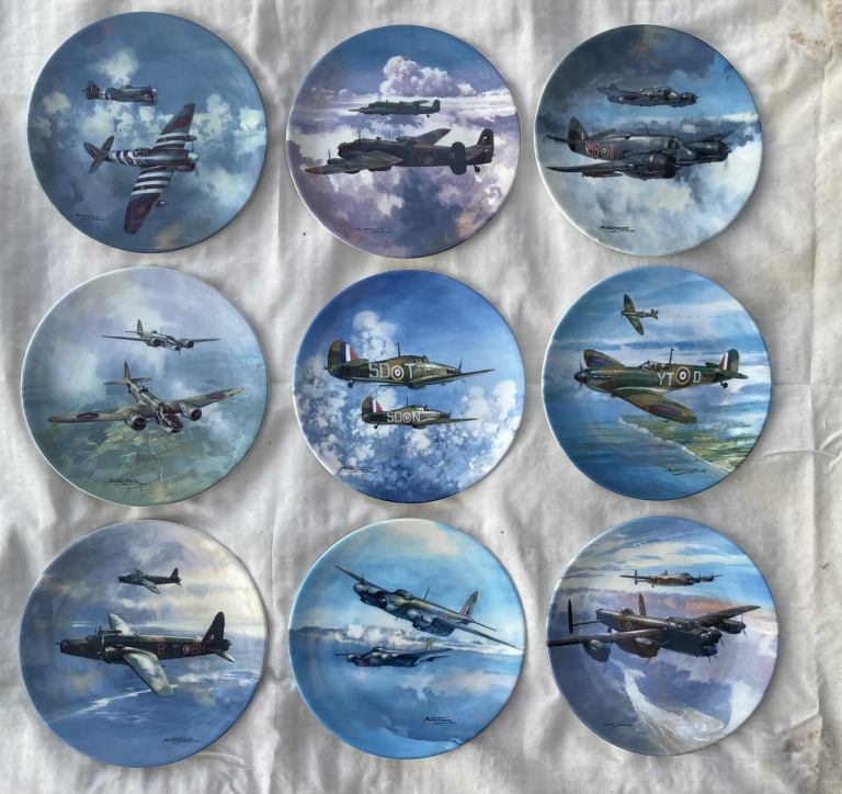 Set of 9 ‘Reach for the Sky’ WW2 Aircraft Plates by Michael Turner/Coalport