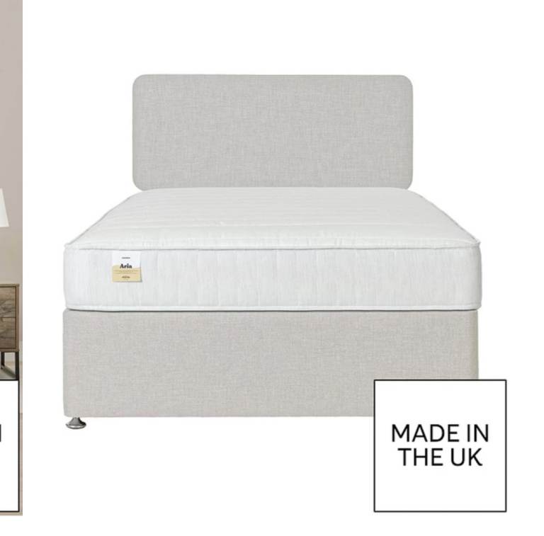 Double Bed and Mattress – Beige Fabric